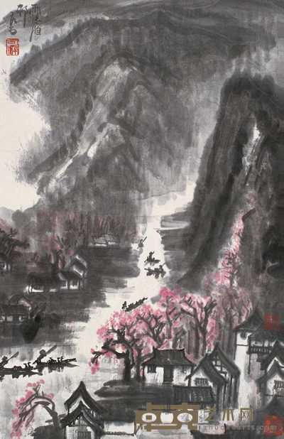 李可染 雨后渔邨 立轴 68×43cm